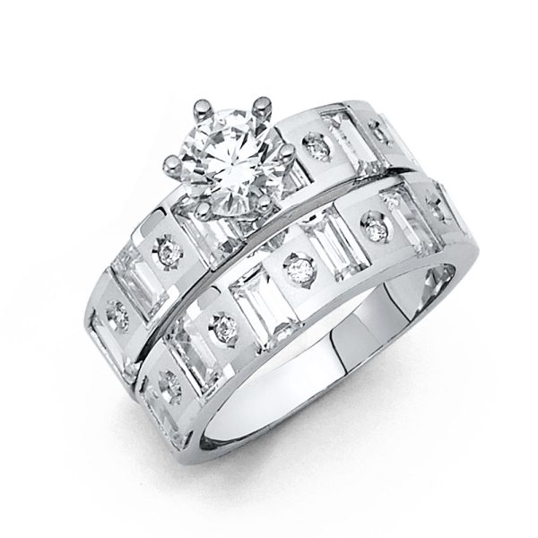 14KW CZ Ladies Wedding Band