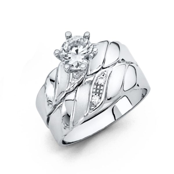 14KW CZ Ladies Wedding Band