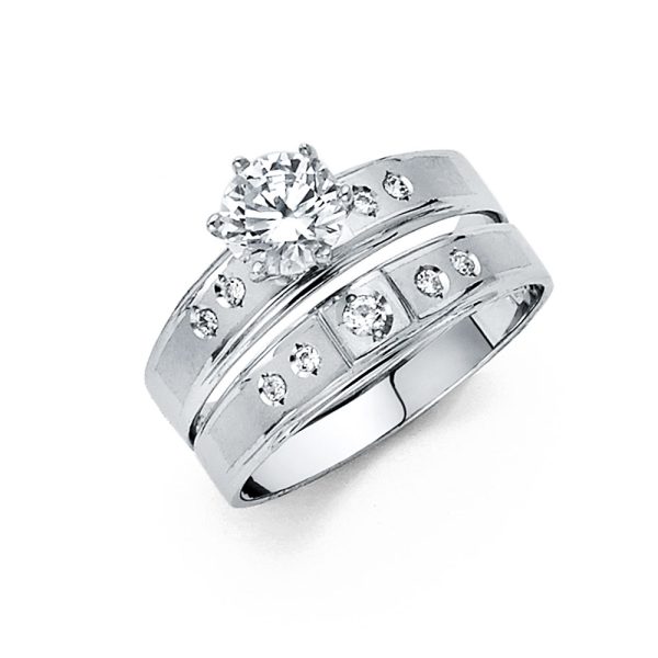 14KW CZ Ladies Wedding Band