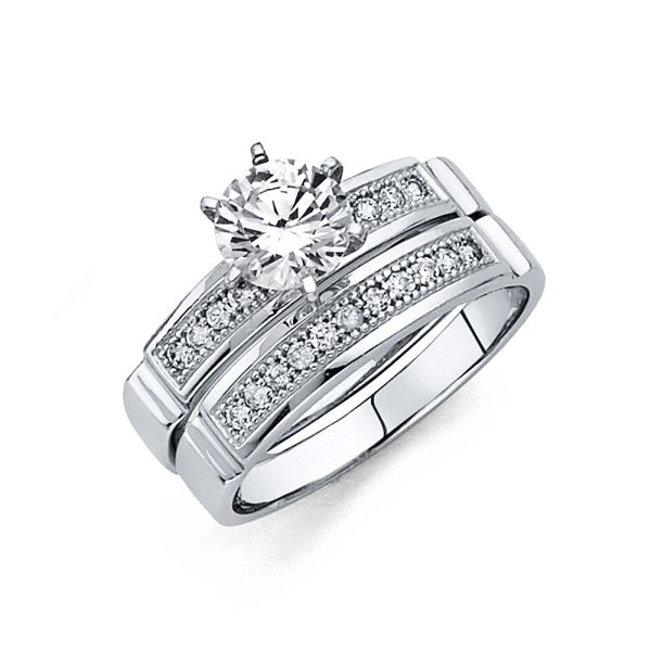 14KW CZ Ladies Wedding Band