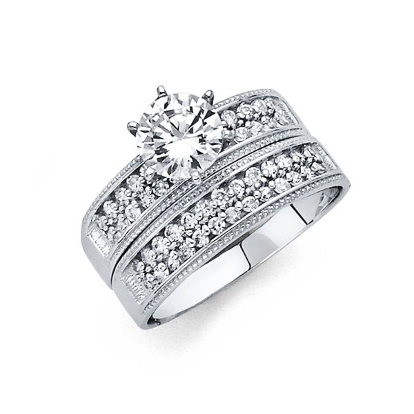 14KW CZ Ladies Wedding Band