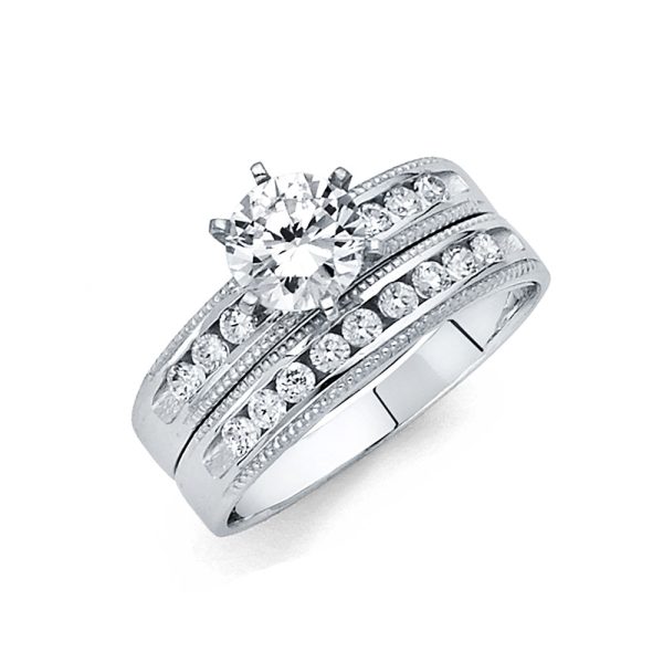 14KW CZ Ladies Wedding Band