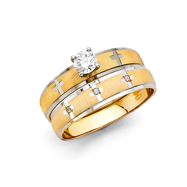 14K 2T Ladies CZ Engagement Ring