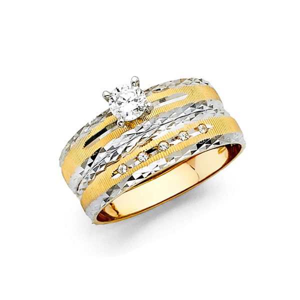 14K 2T Ladies CZ Engagement Ring