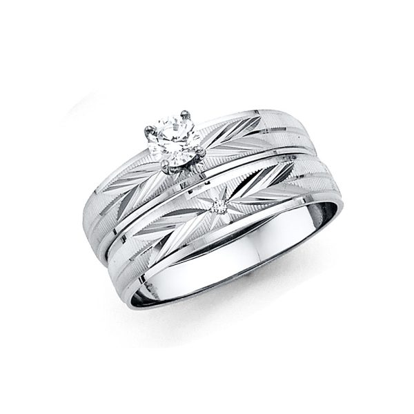 14KW Ladies CZ Wedding Band