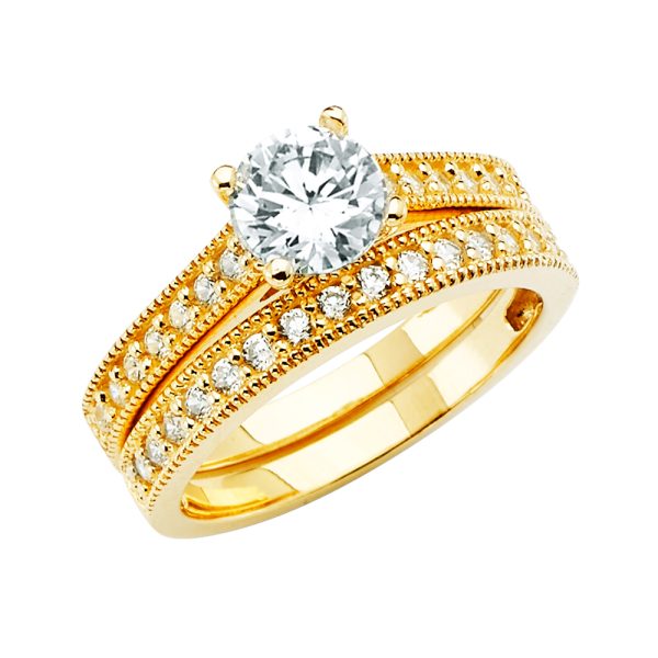 14KY Ladies CZ Wedding Band