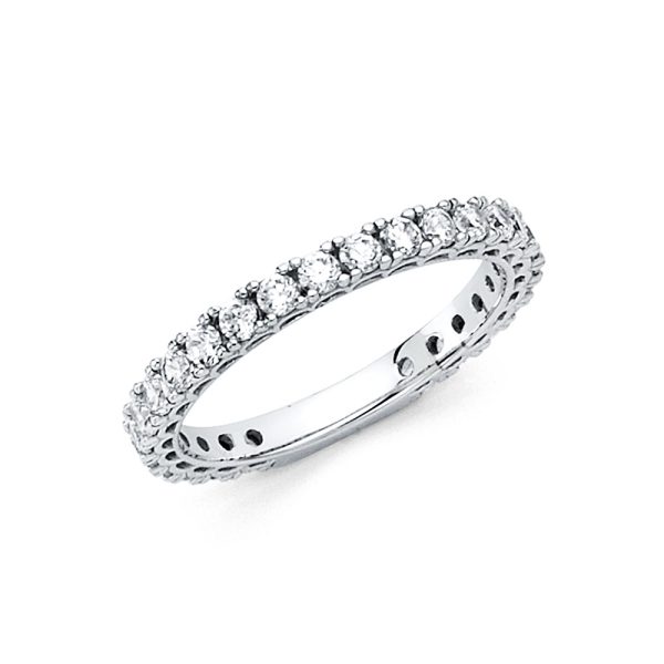 14KW CZ Ladies Wedding Band