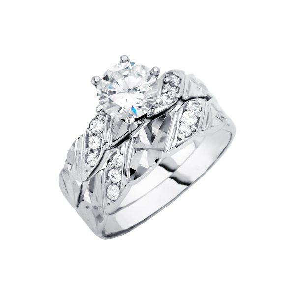 14KW CZ Engagement Ring/Trio Set