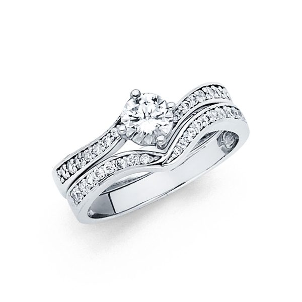 14KW CZ Ladies Wedding Band Only