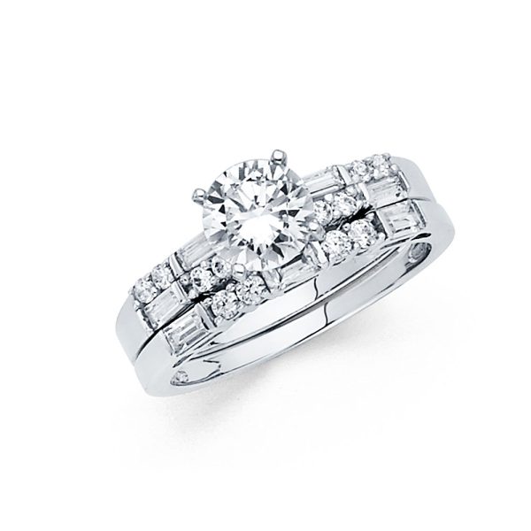 14KW CZ Ladies Wedding Band