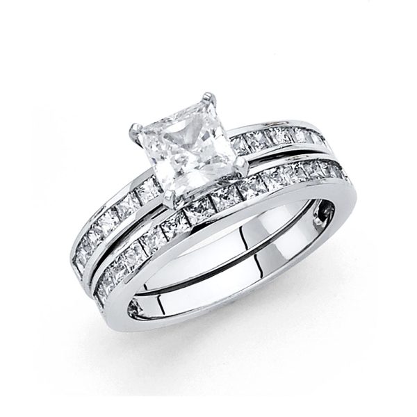 14KW CZ Ladies Wedding Band