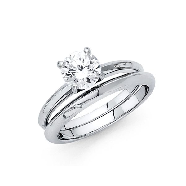 14KW Round CZ Solitaire Engagement Ring