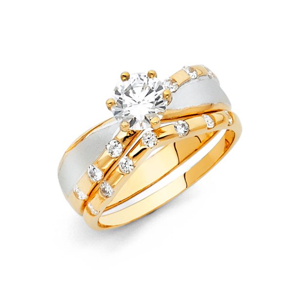 14K 2T CZ Engagement Ring