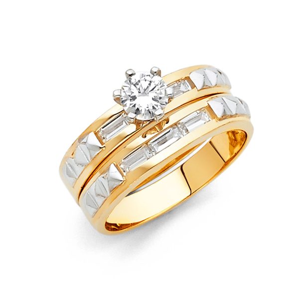 14K 2T CZ Engagement Ring