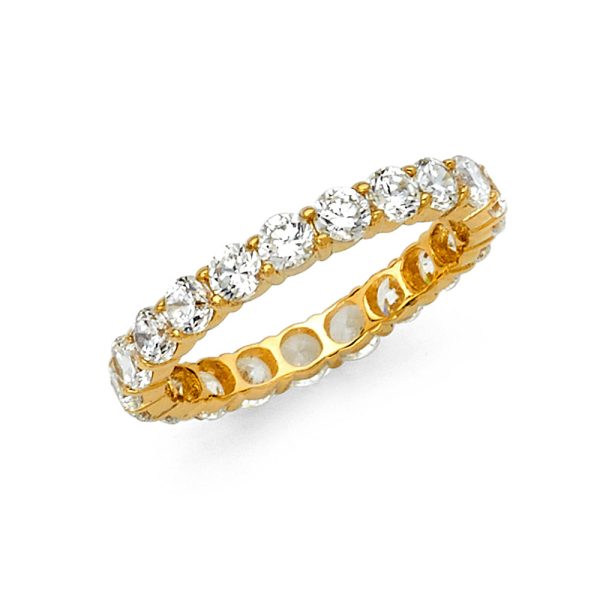 14KY Round CZ Eternity Prong Set Band