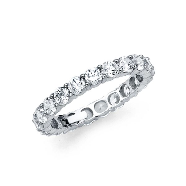 14KW Round CZ Eternity Prong Set Band