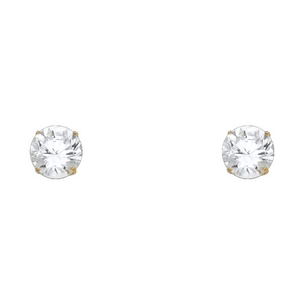 14KY 7mm Round Basket Stud Earrings (ST105)