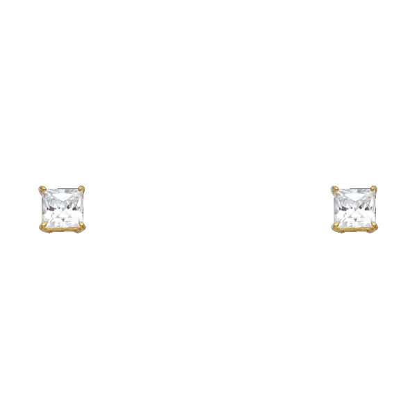 14KY 4mm Square Basket Stud Earrings (ST114)