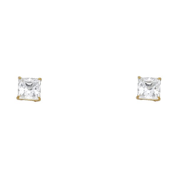 14KY 5mm Square Basket Stud Earrings (ST115)