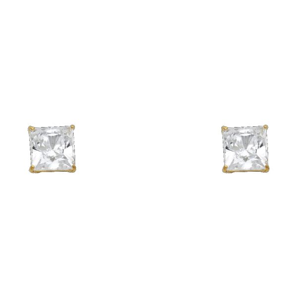 14KY 6mm Square Basket Stud Earrings (ST116)