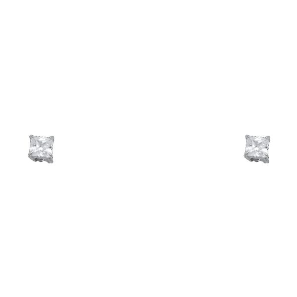 14KW 3mm Square Basket Stud Earrings (ST118)