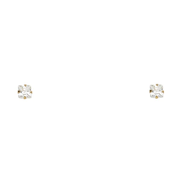 14KY 3mm Square Stamp Screw Back Stud Earrings (ST129)