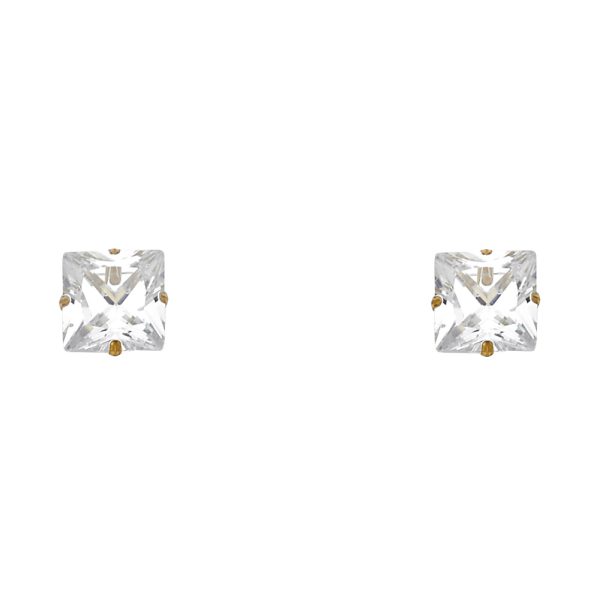 14KY 7mm Square Stamp Screw Back Stud Earrings (ST133)