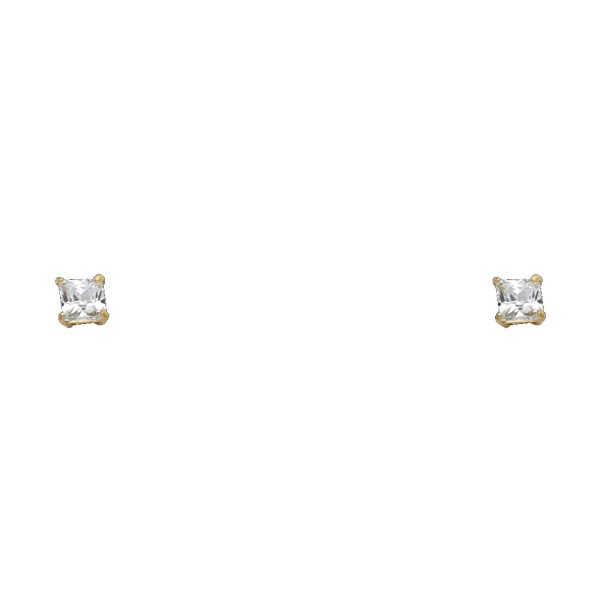 14KY 3mm Square Basket Screw Back Stud Earrings (ST144)