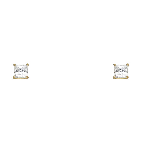 14KY 4mm Square Basket Screw Back Stud Earrings (ST145)