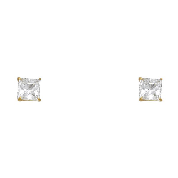 14KY 5mm Square Basket Screw Back Stud Earrings (ST146)