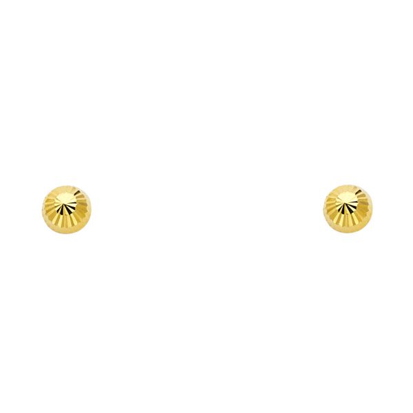 14KY 5mm Screw Back Fluted Half Ball Stud Earrings (ST150)