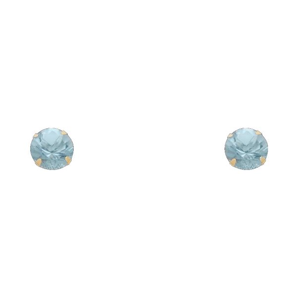 14KY 6mm Round CZ Stamping Screw Back Stud Earrings (MAR)