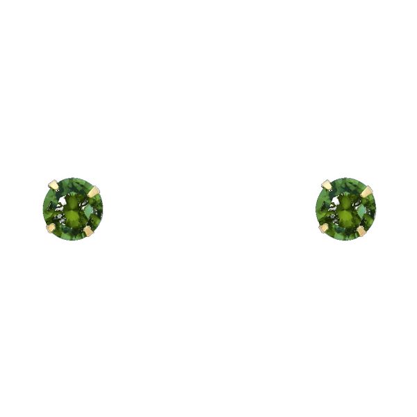 14KY 6mm Round CZ Stamping Screw Back Stud Earrings (MAY)
