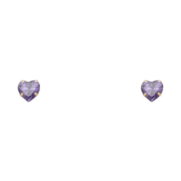 14KY 5mm Heart CZ Stamping Screw Back Stud Earrings (FEB)