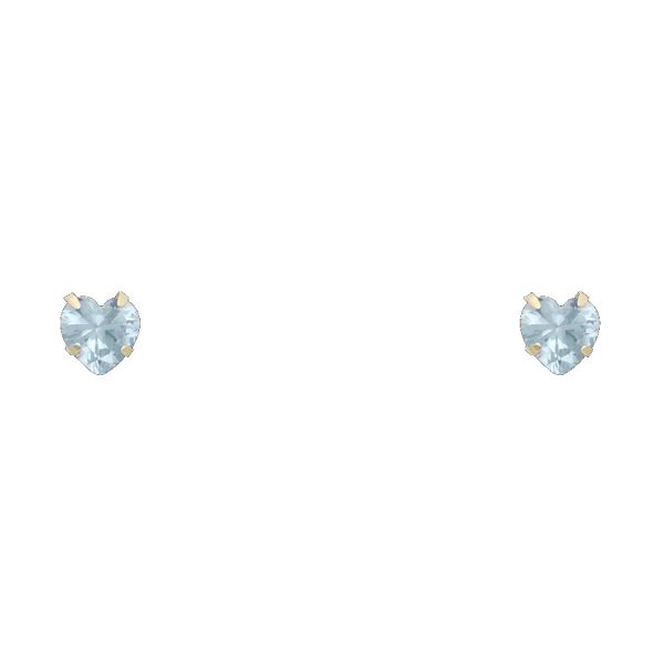 14KY 5mm Heart CZ Stamping Screw Back Stud Earrings (MAR)