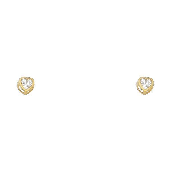 14KY 3mm Heart CZ Bezel Screw Back Stud Earrings (APR)