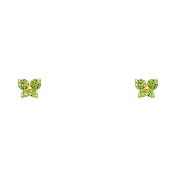 14KY Butterfly CZ Screw Back Stud Earrings (AUG)