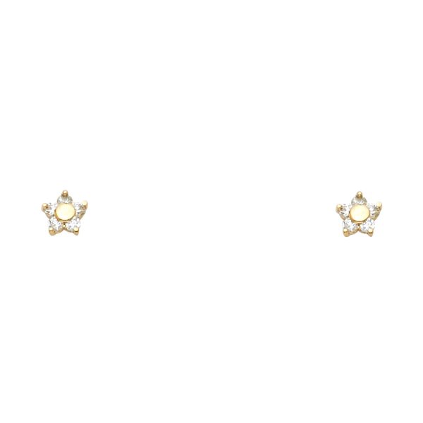 14KY Flower CZ Stud Earrings (ST222)