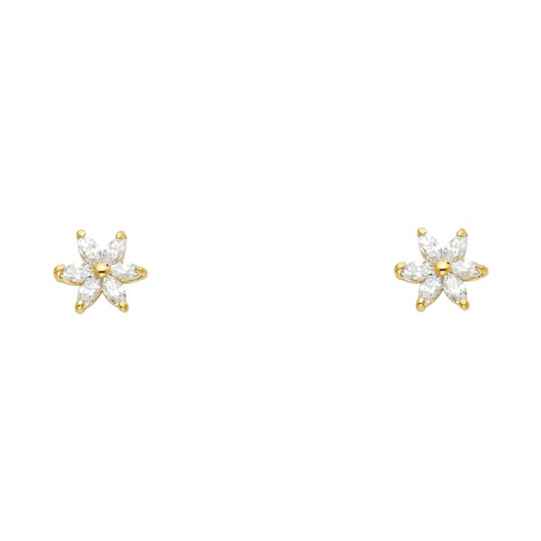 14KY Flower CZ Stud Earrings (ST231)