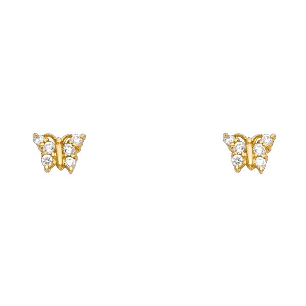 14KY Butterfly CZ Stud Earrings (ST256)