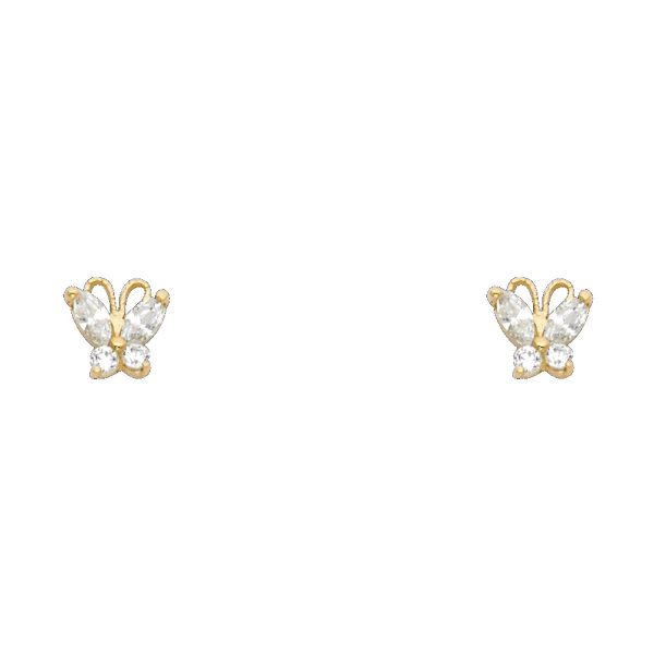 14KY Butterfly CZ Stud Earrings (ST263)