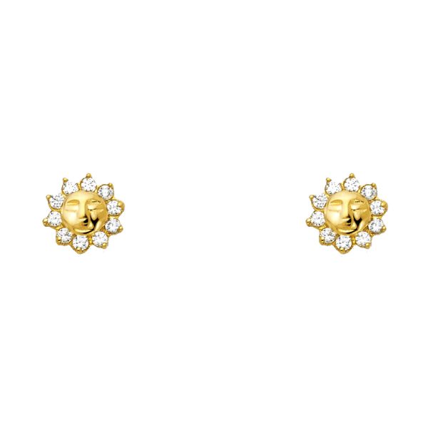 14KY Sun CZ Stud Earrings (ST293)