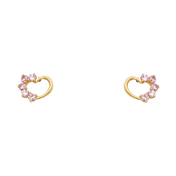 14KY Heart CZ Stud Earrings (ST316)