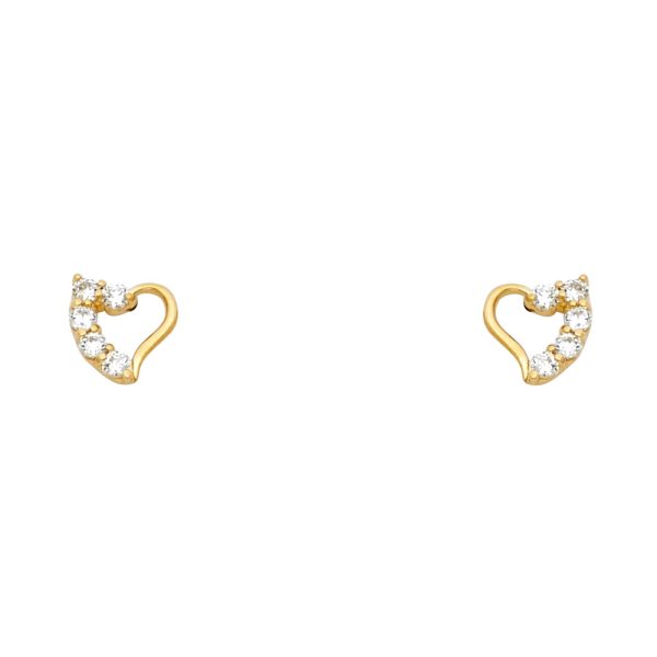 14KY Heart CZ Stud Earrings (ST320)