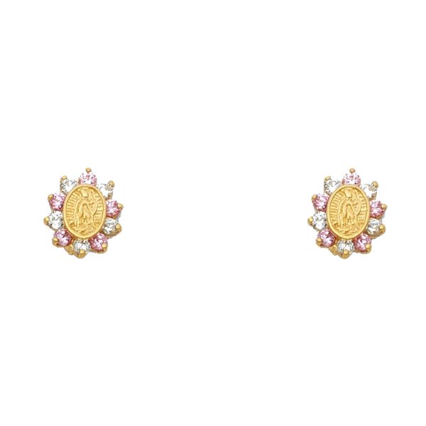 14KY Pink CZ Guadlupe Stud Earrings (ST334)