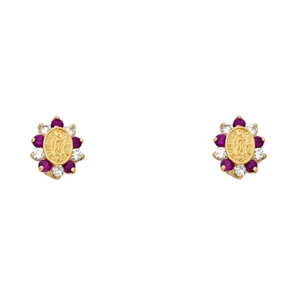 14KY Red CZ Guadlupe Stud Earrings (ST335)