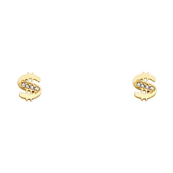 14KY CZ Dollar Stud Earrings (ST355)