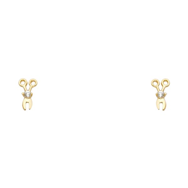 14KY Scissor CZ Stud Earrings (ST370)