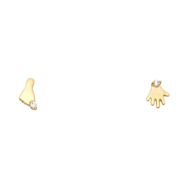 14KY CZ Hand & Foot Stud Earrings (ST372)