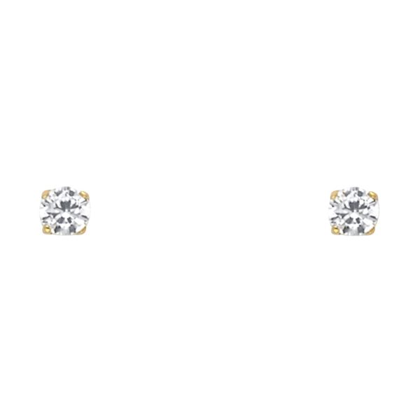 14KY Round 3mm Stud Earrings (ST523-04(APR)